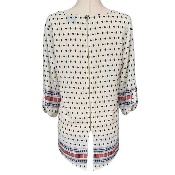 Firuzé Aztec Pattern Long Sleeve Blouse Full Zippered Back, Women’s Medium - Picture 4 of 7